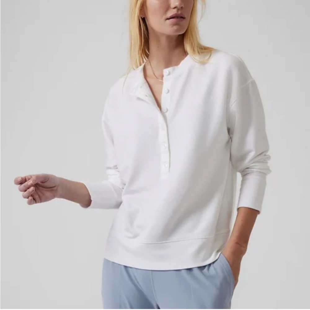 ATHLETA BRIGHT WHITE BALANCE HENLEY SWEATSHIRT